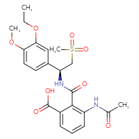 Chemical structure of 3-acetamido-2-{[(1S)-1-(3-ethoxy-4-methoxyphenyl)-2-methanesulfonylethyl]carbamoyl}benzoic acid - CSSB00102519998