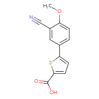 Chemical structure of 5-(3-cyano-4-methoxyphenyl)thiophene-2-carboxylic acid - CSSB02940383644