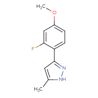 Chemical structure of 3-(2-fluoro-4-methoxyphenyl)-5-methyl-1H-pyrazole - CSSB02287628962
