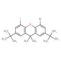 Chemical structure of 4-bromo-2,7-di-tert-butyl-5-iodo-9,9-dimethyl-9H-xanthene - CSSB20959043481