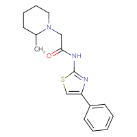 Chemical structure of 2-(2-methylpiperidin-1-yl)-N-(4-phenyl-1,3-thiazol-2-yl)acetamide - CSSB00132500434