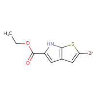 Chemical structure of ethyl 2-bromo-6H-thieno[2,3-b]pyrrole-5-carboxylate - CSSB00000760861