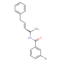 Chemical structure of 3-bromo-N-(5-phenylpent-3-en-2-yl)benzamide - CSSB15367664811