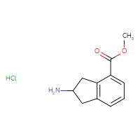 Chemical structure of methyl 2-amino-2,3-dihydro-1H-indene-4-carboxylate hydrochloride - CSSB20621672779