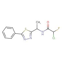 Chemical structure of 2-chloro-2-fluoro-N-[1-(5-phenyl-1,3,4-thiadiazol-2-yl)ethyl]acetamide - CSSB21332051830