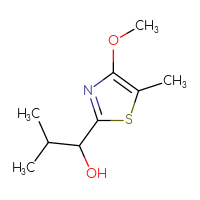 Chemical structure of 1-(4-methoxy-5-methyl-1,3-thiazol-2-yl)-2-methylpropan-1-ol - CSSB20685273236