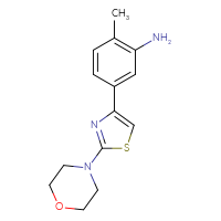 Chemical structure of 2-methyl-5-[2-(morpholin-4-yl)-1,3-thiazol-4-yl]aniline - CSSB06591426888