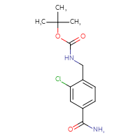 Chemical structure of tert-butyl N-[(4-carbamoyl-2-chlorophenyl)methyl]carbamate - CSSB00010230305