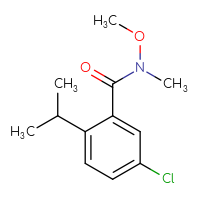 Chemical structure of 5-chloro-N-methoxy-N-methyl-2-(propan-2-yl)benzamide - CSSB00990255220