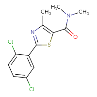 Chemical structure of 2-(2,5-dichlorophenyl)-N,N,4-trimethyl-1,3-thiazole-5-carboxamide - CSSB02020799917