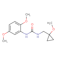 Chemical structure of 1-(2,5-dimethoxyphenyl)-3-[(1-methoxycyclopropyl)methyl]urea - CSSB01386116088