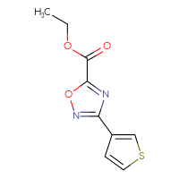Chemical structure of ethyl 3-(thiophen-3-yl)-1,2,4-oxadiazole-5-carboxylate - CSSB00011850301