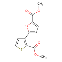 Chemical structure of methyl 5-[2-(methoxycarbonyl)thiophen-3-yl]furan-2-carboxylate - CSSB02495351795
