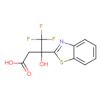Chemical structure of 3-(1,3-benzothiazol-2-yl)-4,4,4-trifluoro-3-hydroxybutanoic acid - CSSB00000735542