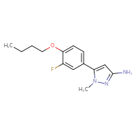 Chemical structure of 5-(4-butoxy-3-fluorophenyl)-1-methyl-1H-pyrazol-3-amine - CSSB06581106698