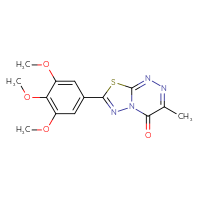 Chemical structure of 3-methyl-7-(3,4,5-trimethoxyphenyl)-4H-[1,3,4]thiadiazolo[2,3-c][1,2,4]triazin-4-one - CSSB00121637142