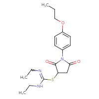 Chemical structure of 1-{[2,5-dioxo-1-(4-propoxyphenyl)pyrrolidin-3-yl]sulfanyl}-N,N'-diethylmethanimidamide - CSSB00121720837