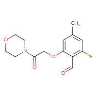 Chemical structure of 2-fluoro-4-methyl-6-[2-(morpholin-4-yl)-2-oxoethoxy]benzaldehyde - CSSB14944273571