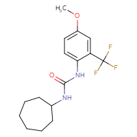 Chemical structure of 1-cycloheptyl-3-[4-methoxy-2-(trifluoromethyl)phenyl]urea - CSSB00205373065