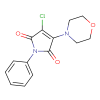 Chemical structure of 3-chloro-4-(morpholin-4-yl)-1-phenyl-2,5-dihydro-1H-pyrrole-2,5-dione - CSSB00132629635
