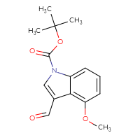 Chemical structure of tert-butyl 3-formyl-4-methoxy-1H-indole-1-carboxylate - CSSB00010203499