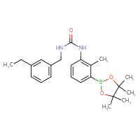 Chemical structure of 3-[(3-ethylphenyl)methyl]-1-[2-methyl-3-(4,4,5,5-tetramethyl-1,3,2-dioxaborolan-2-yl)phenyl]urea - CSSB21332150242