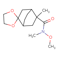 Chemical structure of N-methoxy-N,5-dimethylspiro[bicyclo[2.2.2]octane-2,2'-[1,3]dioxolane]-5-carboxamide - CSSB07127748118