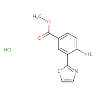 Chemical structure of methyl 4-amino-3-(1,3-thiazol-2-yl)benzoate hydrochloride - CSSB20963524528