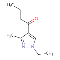 Chemical structure of 1-(1-ethyl-3-methyl-1H-pyrazol-4-yl)butan-1-one - CSSB00000102785