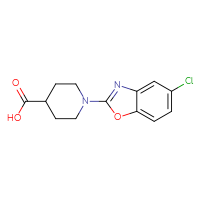 Chemical structure of 1-(5-chloro-1,3-benzoxazol-2-yl)piperidine-4-carboxylic acid - CSSB00020642131