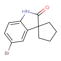 Chemical structure of 5'-bromo-1',2'-dihydrospiro[cyclopentane-1,3'-indol]-2'-one - CSSB00000756792