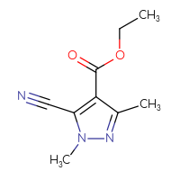 Chemical structure of ethyl 5-cyano-1,3-dimethyl-1H-pyrazole-4-carboxylate - CSSB03552117635