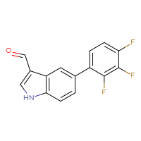 Chemical structure of 5-(2,3,4-trifluorophenyl)-1H-indole-3-carbaldehyde - CSSB06590692052