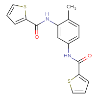 Chemical structure of N-[4-methyl-3-(thiophene-2-amido)phenyl]thiophene-2-carboxamide - CSSB00121677224