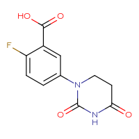 Chemical structure of 5-(2,4-dioxo-1,3-diazinan-1-yl)-2-fluorobenzoic acid - CSSB03574963546