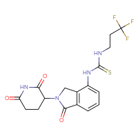 Chemical structure of 1-[2-(2,6-dioxopiperidin-3-yl)-1-oxo-2,3-dihydro-1H-isoindol-4-yl]-3-(3,3,3-trifluoropropyl)thiourea - CSSB21432546893