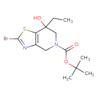 Chemical structure of tert-butyl 2-bromo-7-ethyl-7-hydroxy-4H,5H,6H,7H-[1,3]thiazolo[4,5-c]pyridine-5-carboxylate - CSSB21246281187