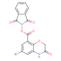 Chemical structure of 1,3-dioxo-2,3-dihydro-1H-isoindol-2-yl 6-bromo-3-oxo-3,4-dihydro-2H-1,4-benzoxazine-8-carboxylate - CSSB17484213134