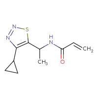 Chemical structure of N-[1-(4-cyclopropyl-1,2,3-thiadiazol-5-yl)ethyl]prop-2-enamide - CSSB21332042356