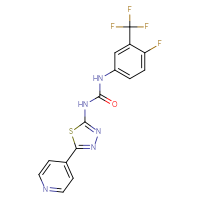 Chemical structure of 1-[4-fluoro-3-(trifluoromethyl)phenyl]-3-[5-(pyridin-4-yl)-1,3,4-thiadiazol-2-yl]urea - CSSB00025702024