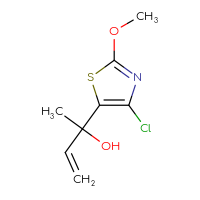 Chemical structure of 2-(4-chloro-2-methoxy-1,3-thiazol-5-yl)but-3-en-2-ol - CSSB21246468207