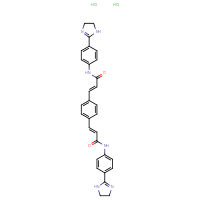 Chemical structure of (2E)-N-[4-(4,5-dihydro-1H-imidazol-2-yl)phenyl]-3-{4-[(1E)-2-{[4-(4,5-dihydro-1H-imidazol-2-yl)phenyl]carbamoyl}eth-1-en-1-yl]phenyl}prop-2-enamide dihydrochloride - CSSB00102419646