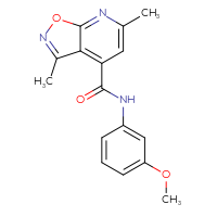 Chemical structure of N-(3-methoxyphenyl)-3,6-dimethyl-[1,2]oxazolo[5,4-b]pyridine-4-carboxamide - CSSB00026840407