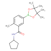 Chemical structure of N-cyclopentyl-2-methyl-5-(4,4,5,5-tetramethyl-1,3,2-dioxaborolan-2-yl)benzamide - CSSB02526921756