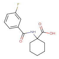 Chemical structure of 1-(3-fluorobenzamido)cyclohexane-1-carboxylic acid - CSSB00000601348