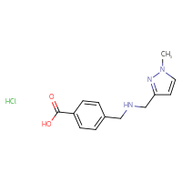 Chemical structure of 4-({[(1-methyl-1H-pyrazol-3-yl)methyl]amino}methyl)benzoic acid hydrochloride - CSSB00025717979