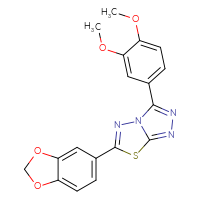 Chemical structure of 6-(2H-1,3-benzodioxol-5-yl)-3-(3,4-dimethoxyphenyl)-[1,2,4]triazolo[3,4-b][1,3,4]thiadiazole - CSSB00121637291