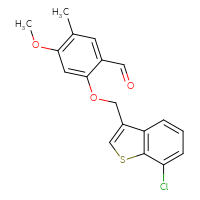 Chemical structure of 2-[(7-chloro-1-benzothiophen-3-yl)methoxy]-4-methoxy-5-methylbenzaldehyde - CSSB21414497122