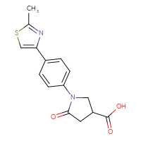 Chemical structure of 1-[4-(2-methyl-1,3-thiazol-4-yl)phenyl]-5-oxopyrrolidine-3-carboxylic acid - CSSB00020621922