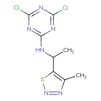 Chemical structure of 4,6-dichloro-N-[1-(4-methyl-1,2,3-thiadiazol-5-yl)ethyl]-1,3,5-triazin-2-amine - CSSB00127310789